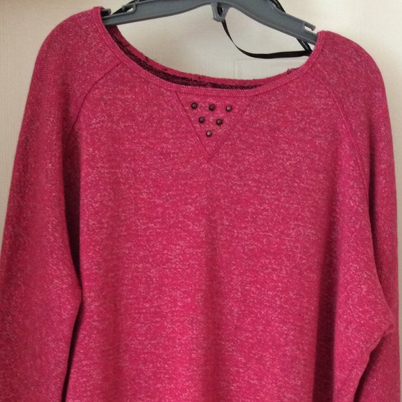 NWOT - Marc New York Hot Pink Mixed Performance Sweater/Sweatshirt with studs - Picture 2 of 7